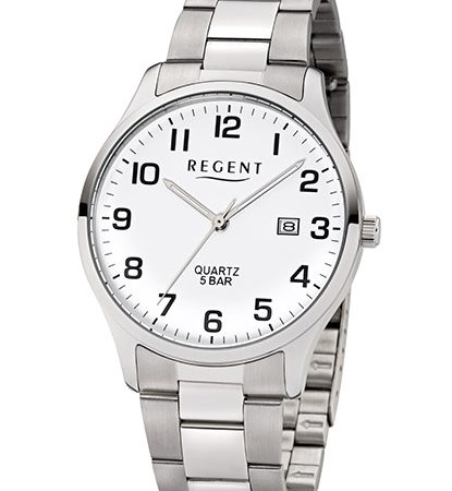 Herrenuhr Regent F-1178 - Armbanduhr mit Mineralglas und Edelstahlband - deutsche Uhrenmarke Zeitlos
