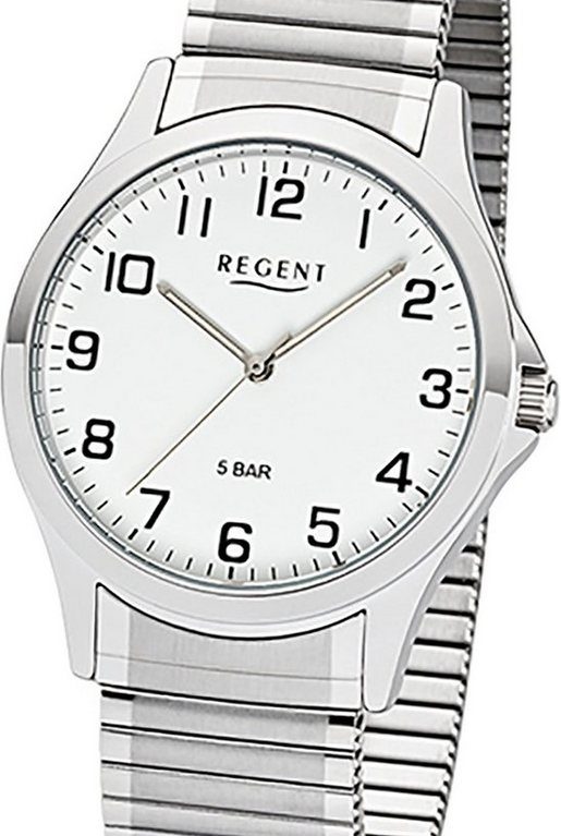 Regent Armbanduhr 1242413 Quarzuhrwerk Analoganzeige Mineralglas - deutsche Uhrenmarke Zeitlos Zugba
