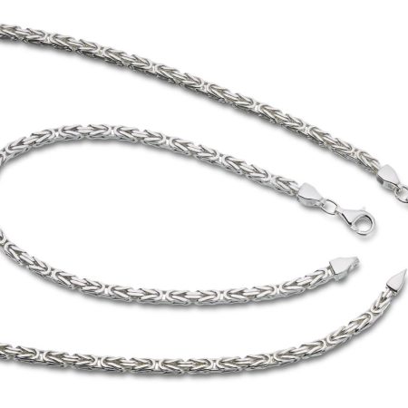 Königskette 2,5mm 925 Sterling Silber Königs Kette Herren massiv Halskette Armband