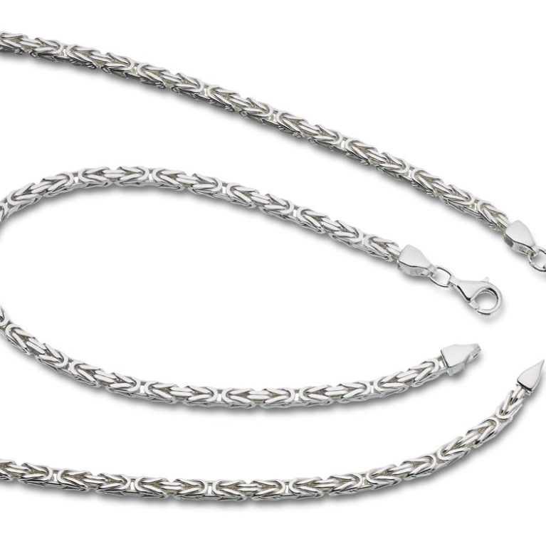 Königskette 2,5mm 925 Sterling Silber Königs Kette Herren massiv Halskette Armband