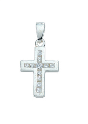 Kreuzanhänger aus Silber mit Zirkonia