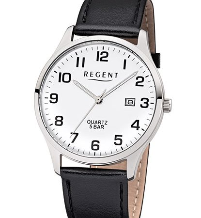 Herrenuhr Regent F-1241 -  Armbanduhr Quarzuhrwerk Analoganzeige Lederarmband